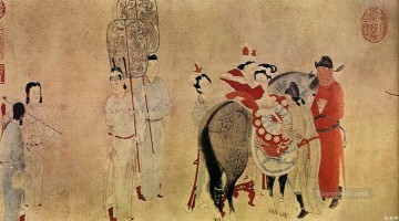 楊貴妃の馬の部分に乗る古い中国の墨 Oil Paintings